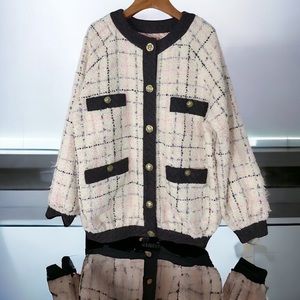 Dimple Oversize tweed bomber jacket sz L